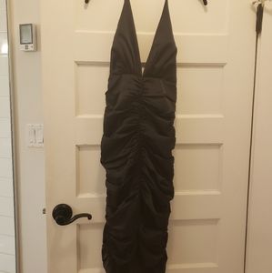 NBD Satin Ruched Hi Low dress